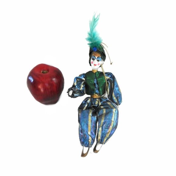 Vintage Porcelain Sultan Padishah Snake Charmer Doll Christmas Ornament Blue - Picture 2 of 4